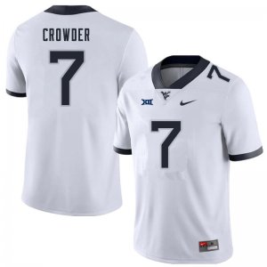 Men's West Virginia Mountaineers NCAA #7 Will Crowder White Authentic Nike Stitched College Football Jersey AB15I32XR